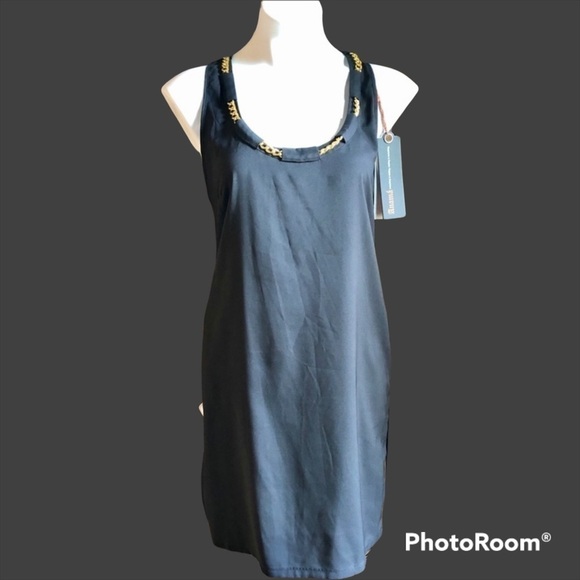 ANAMA | Gold Chain Accent Racer-back Dress - Picture 1 of 9
